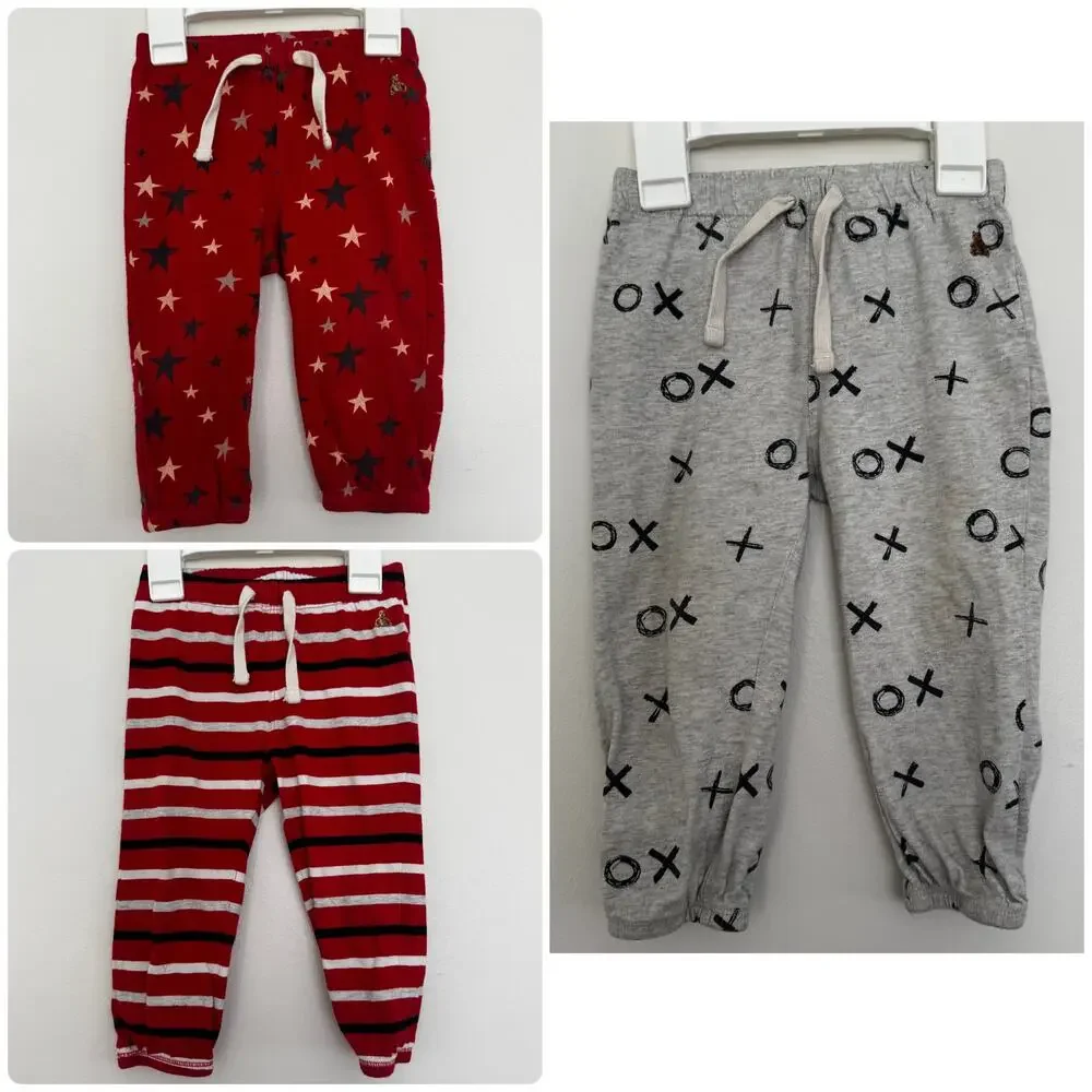 babyGap Joggers/Sweatpants: Stripes, Stars, and Love (XO), Includes 3 Pair